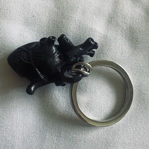 Black Anatomical Heart Keychain